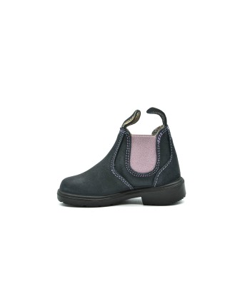 BLUNDSTONE 2195 - KIDS' BLUNNIES NAVY SUEDE WITH PALE PINK ELASTIC Amélioration de cerveau avec